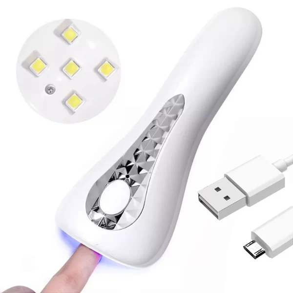 Mini Cabine Para Unha LED-UV Portátil USB 5 Lâmpadas 18W Branco - Image 5