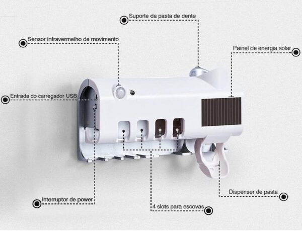 Dispenser Automático Pasta De Dente + Suporte De Escovas Uv - Image 5