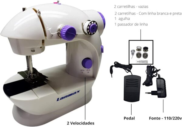 Mini máquina de costura reta CounterTech FH-SM202 portátil branca 110V/220V - Image 4