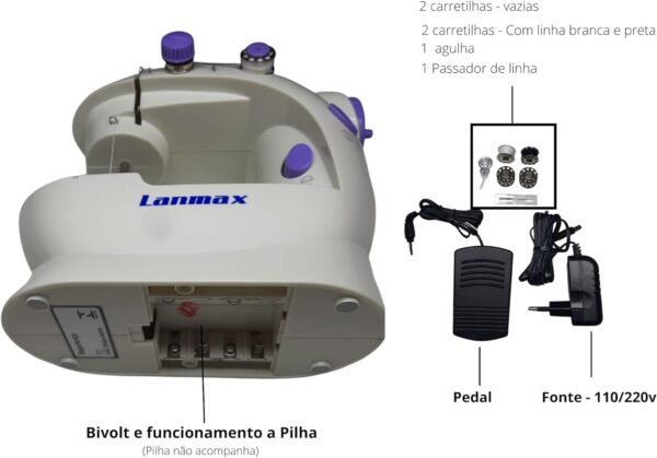 Mini máquina de costura reta CounterTech FH-SM202 portátil branca 110V/220V - Image 6