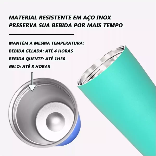 Copo Termico 420ml Caixa Som Bluetooth Tampa Abridor Cerveja - Image 11