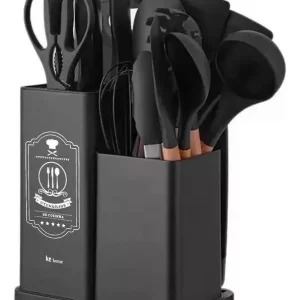 Ke Home Cozinha Jogo de Utensílios 19 peças preto 32cm